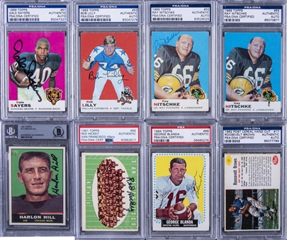 1960-1969 Topps and Assorted Brands Football Signed Cards Graded Collection (43) Including Hall of Famers 